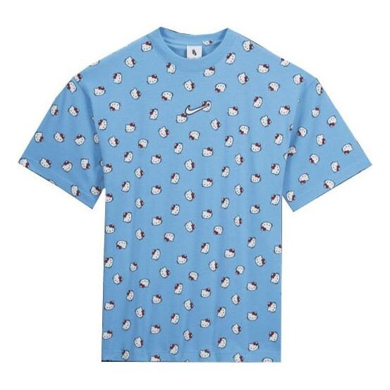 

Футболка x hello kitty crossover version funny cartoon pattern round neck short sleeve us edition blue Nike, мультиколор