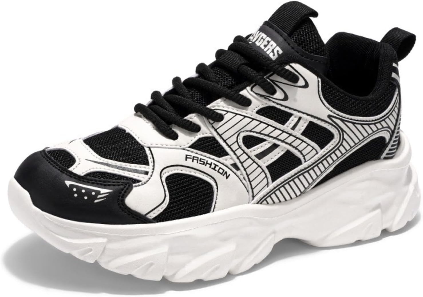 

Мужские кроссовки с массивной подошвой - дышащие спортивные обувь из сетки с эффектом увеличения роста, повседневная модная обувь в черном, бежевом и белом цветах Azttoztto