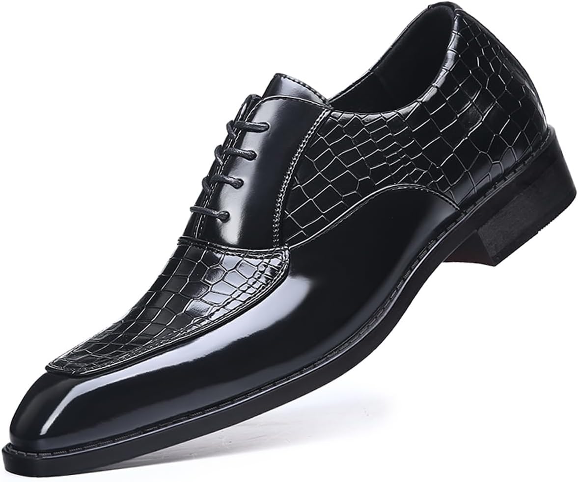 

Мужские туфли с квадратным носком и тиснением под крокодила, деловые, для вечернего костюма, повседневные оксфорды ретро дерби Haoreya, черный