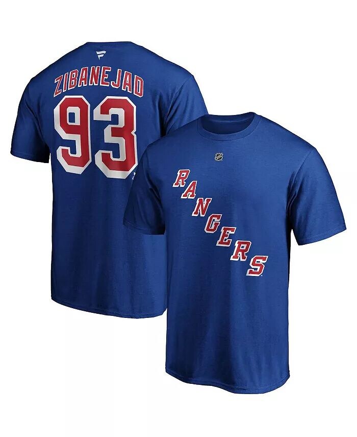 

Футболка мужская синяя с именем и номером Мика Зибанежада из New York Rangers Big and Tall Fanatics