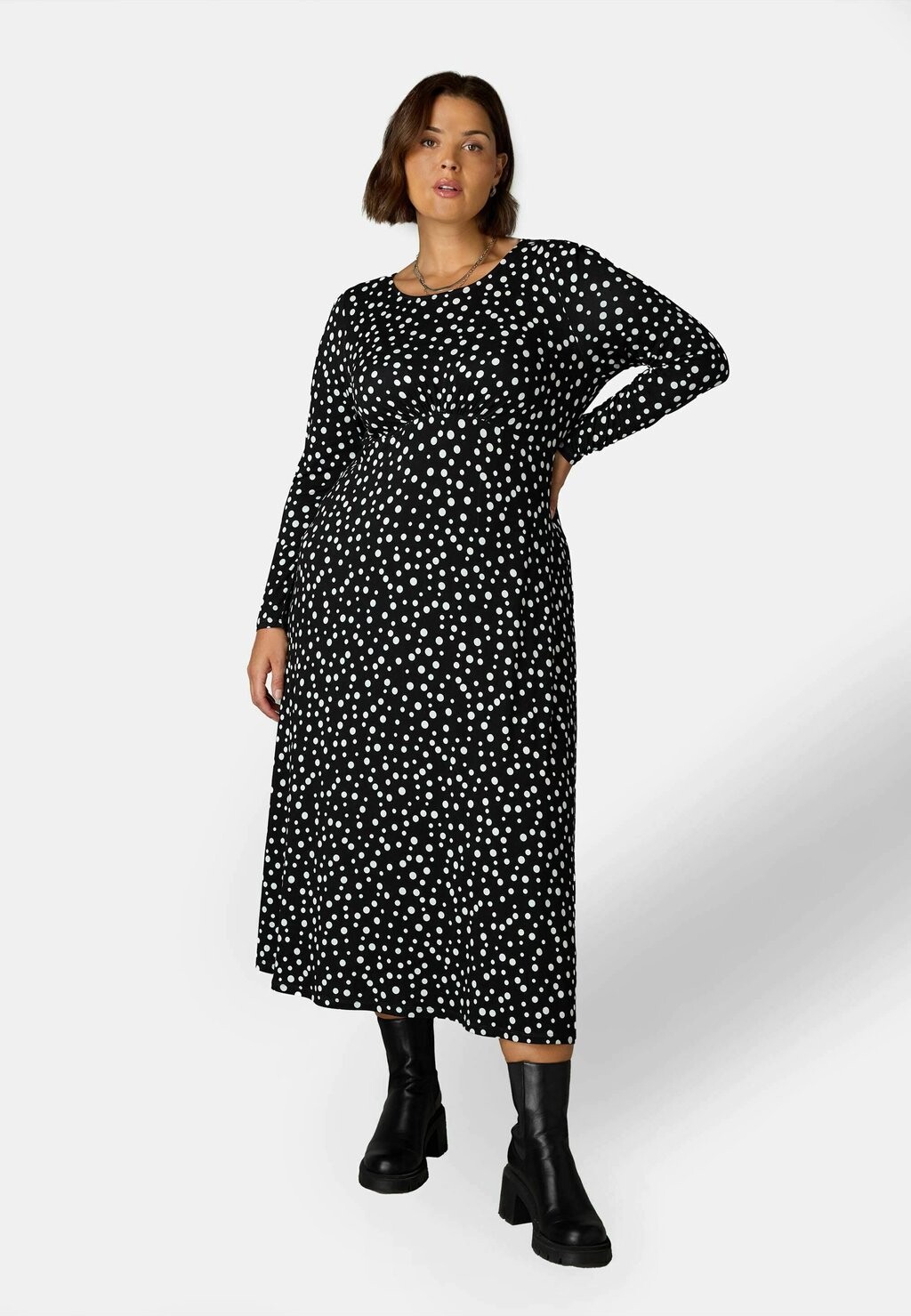 

Платье из джерси Mono Spot Print Empire Seam Live Unlimited London, черный