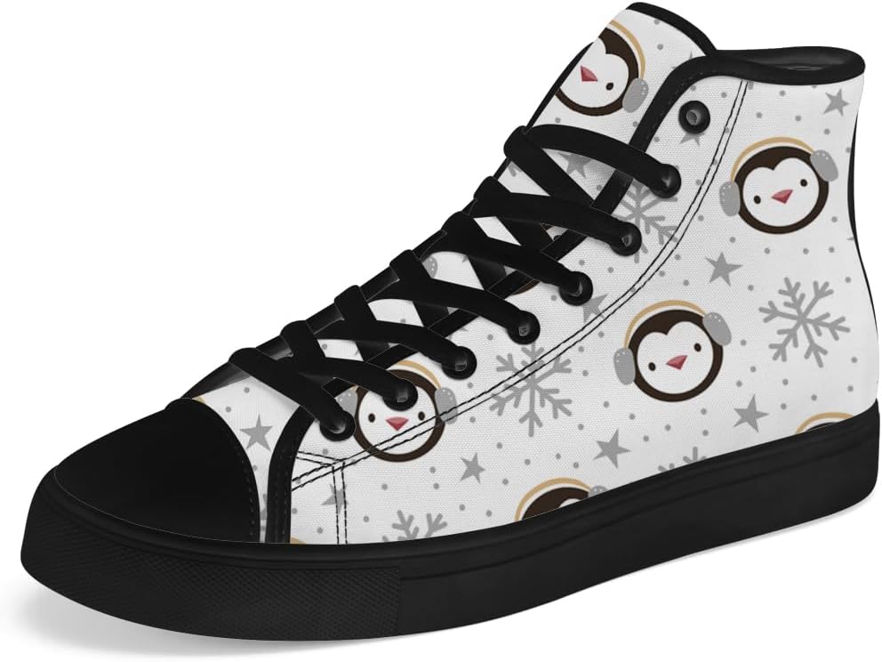 

Кеды Chebing Penguin высокие на шнуровке из холщовой ткани, повседневная обувь, подарок для мужчин и женщин, белый