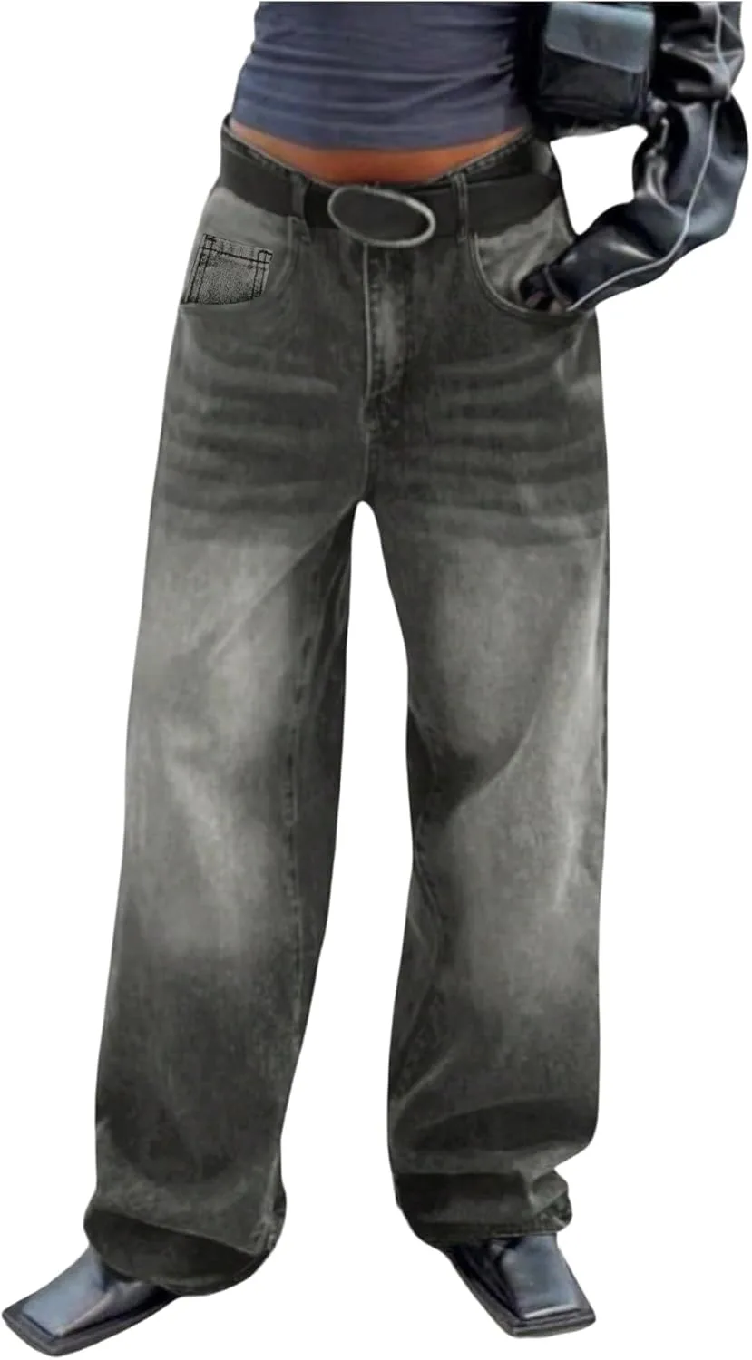 

WDIRARA женские мешковатые джинсы Mid Rise Straight Leg