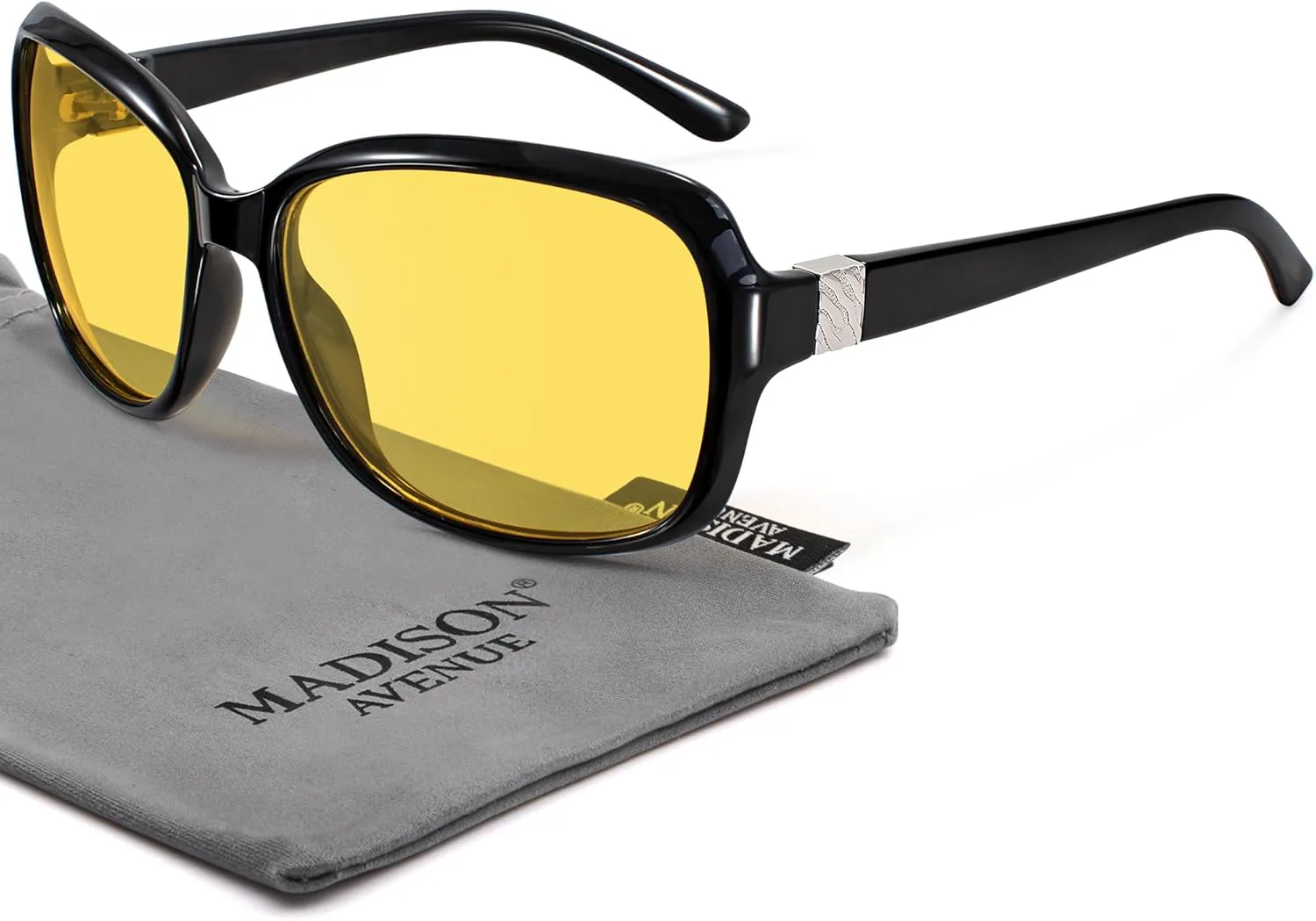 

Комплект из двух классических винтажных солнцезащитных очков Madison Avenue для женщин и мужчин, модные солнцезащитные очки с защитой UV400, Black-night Driving Lens