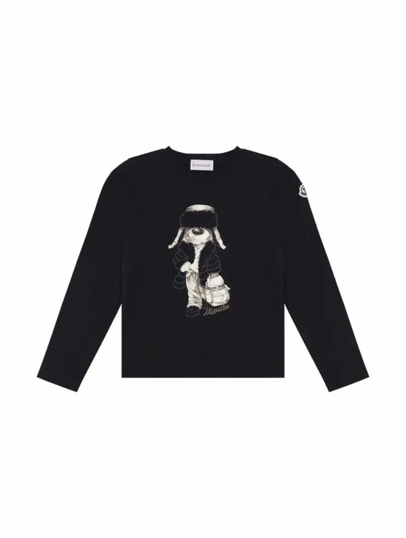 

Хлопковый лонгслив с принтом Moncler, черный