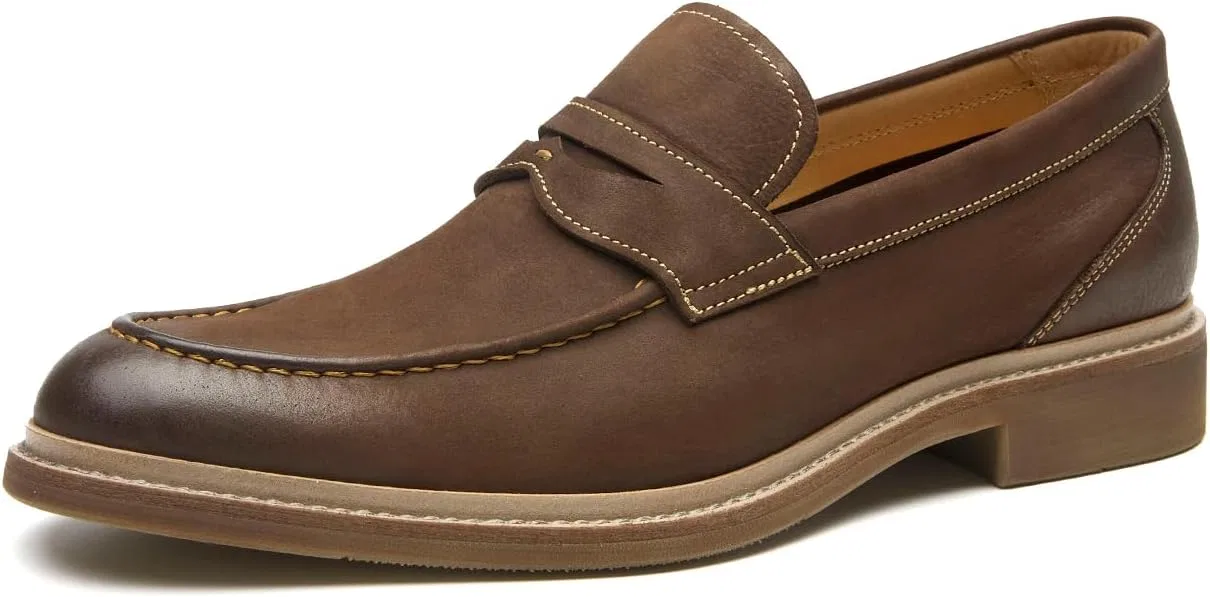 Лоферы мужские, кожа замшевая, BEAU TODAY, Penny Loafers, Coffee