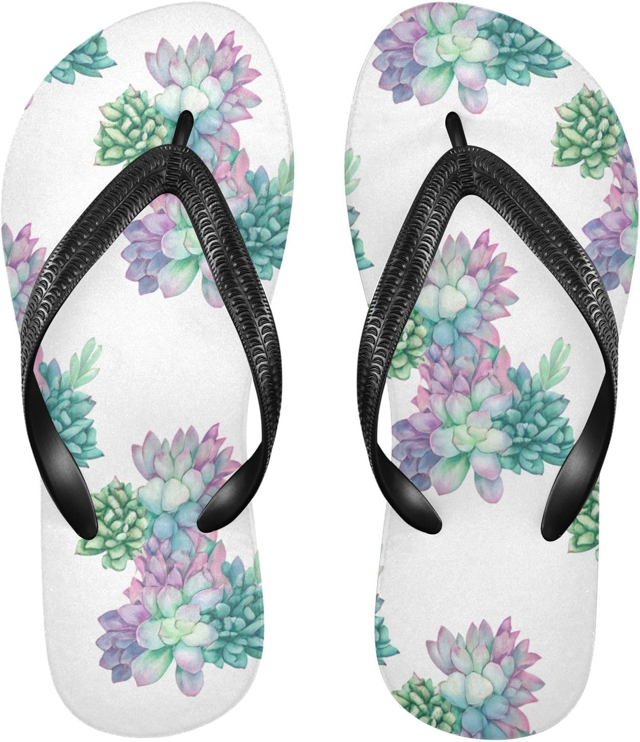 

Вьетнамки с суккулентами и белым цветочным принтом, пляжные шлепанцы, резиновые нескользящие летние тапочки для мужчин и женщин, для прогулок Sinestour