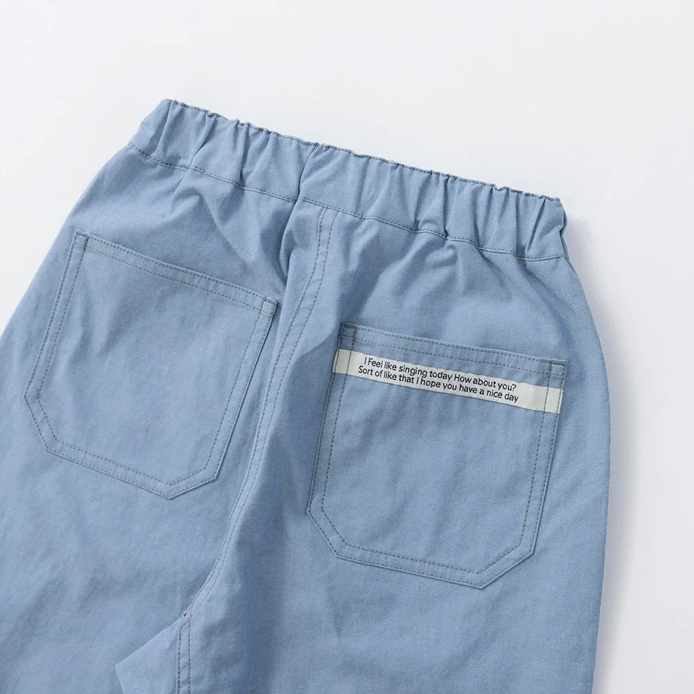 [Освежающие укороченные брюки из шамбре] Branshes, blue — фото 2