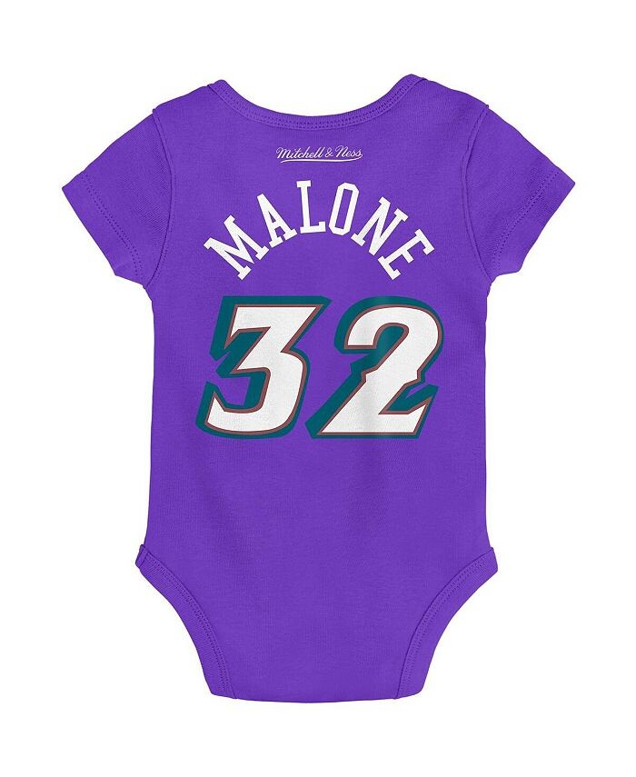 Боди Karl Malone Purple Utah Jazz для новорожденных, классическое имя и номер Mitchell & Ness, фиолетовый — фото 4
