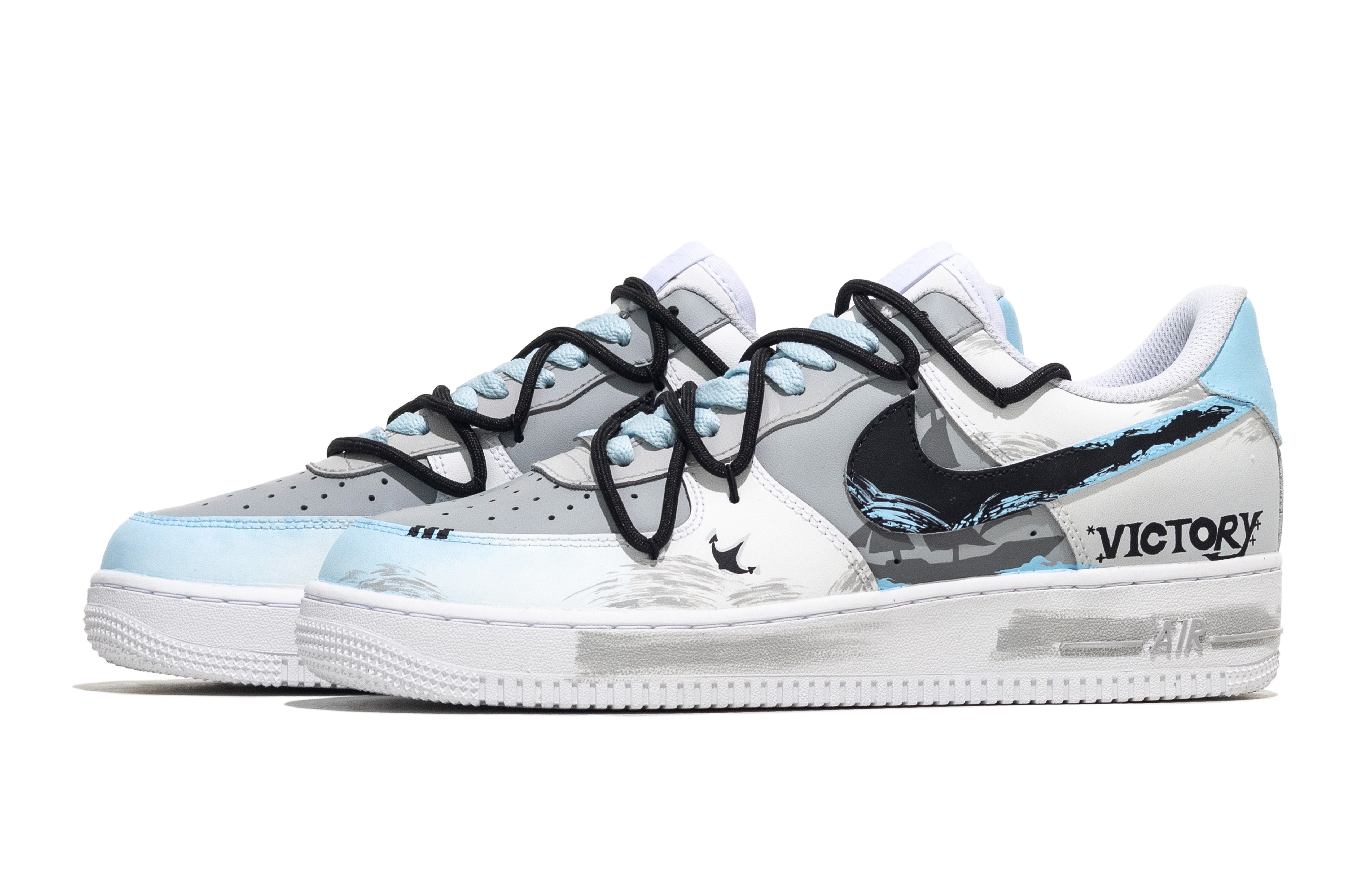 

Кроссовки Nike Air Force 1 Skateboarding Shoes Unisex Low-top Blue/gray/black, голубой, Синий, Кроссовки Nike Air Force 1 Skateboarding Shoes Unisex Low-top Blue/gray/black, голубой