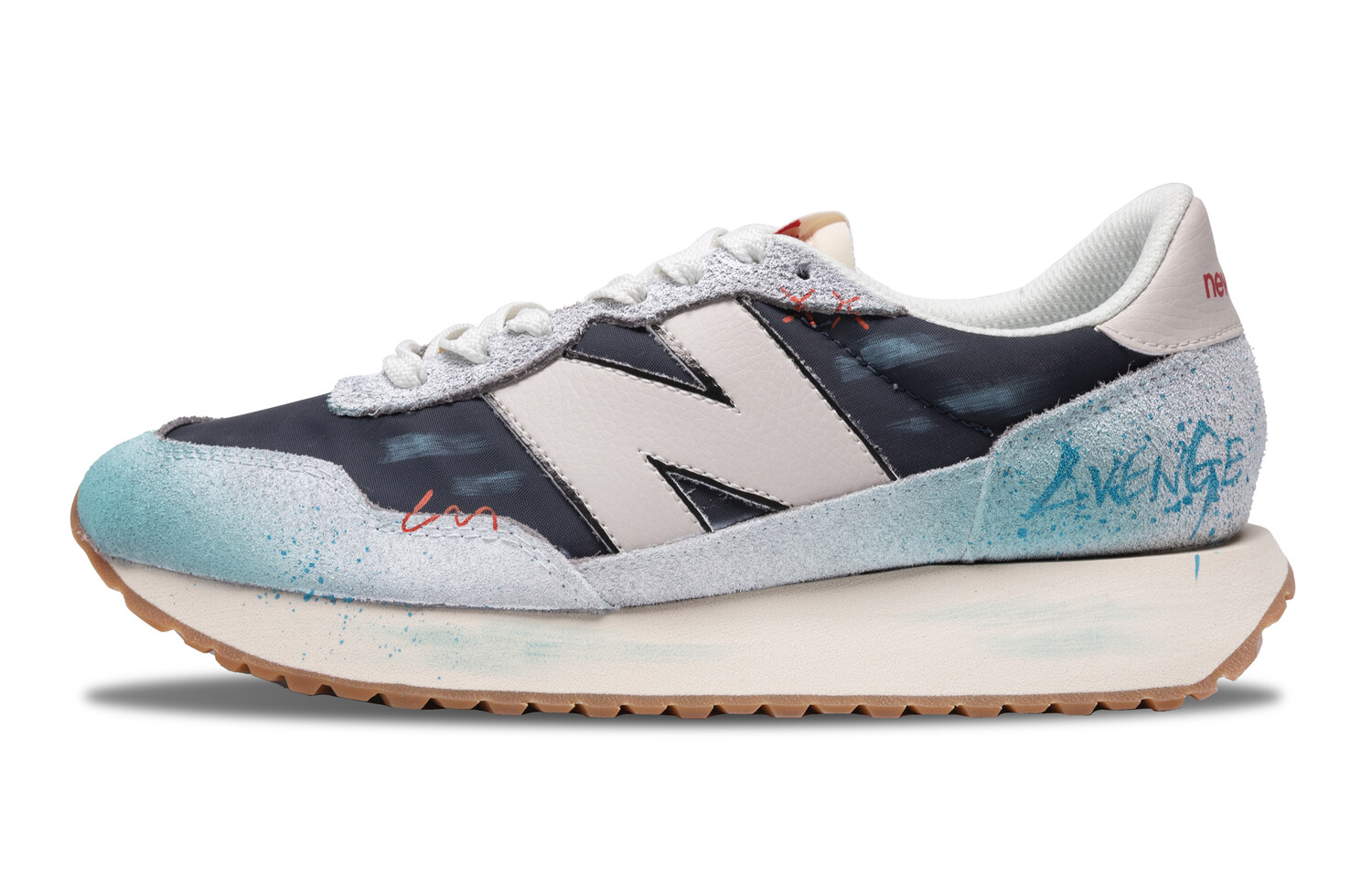 

Кроссовки NB 237 унисекс с низким верхом, черные/белые/голубые New Balance