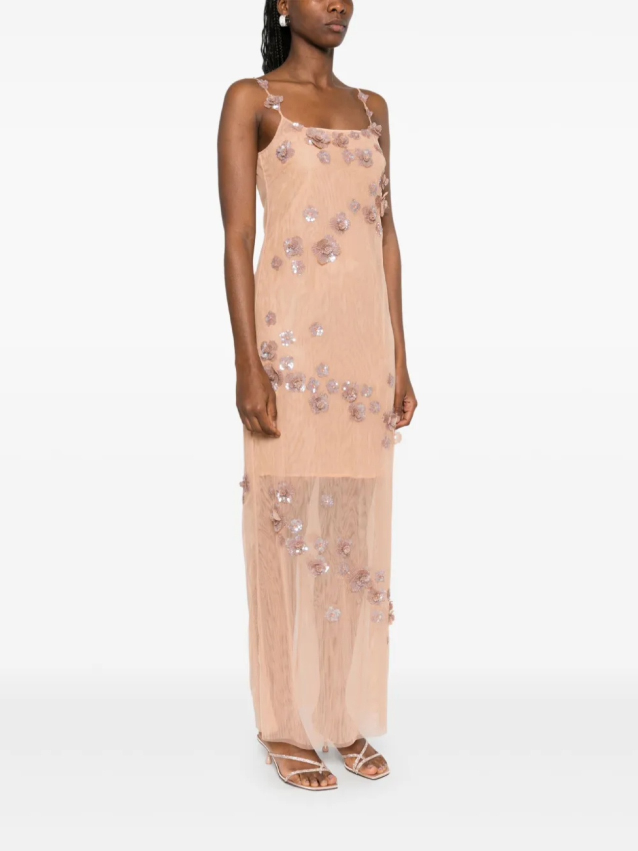 Платье Blumarine Sequined Tulle Maxi, розовый — фото 3