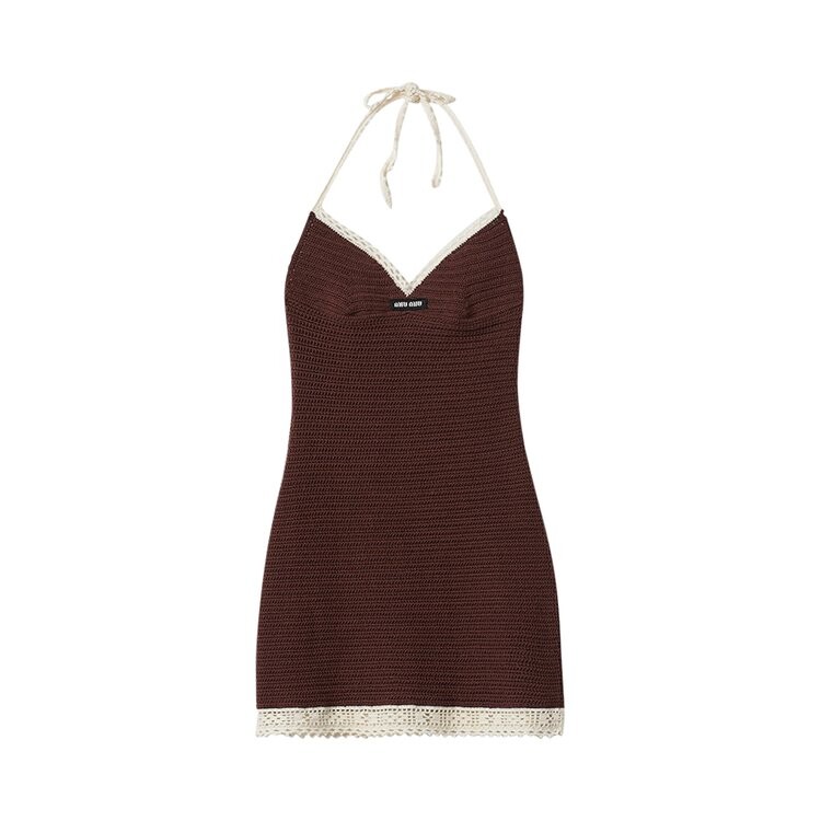 

Платье Miu Miu Crochet Halter Dress, цвет Cacao/Avorio