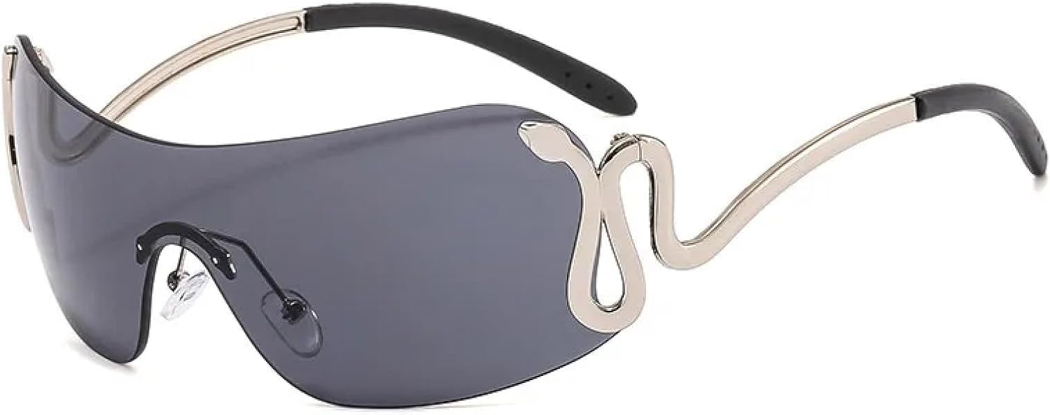 

Солнцезащитные очки Senior Metal Rimless One Piece для женщин и мужчин, в стиле люкс, панк, для путешествий и вождения, с защитой от УФ-излучения UV400 TKKTLLT, Silver Gray