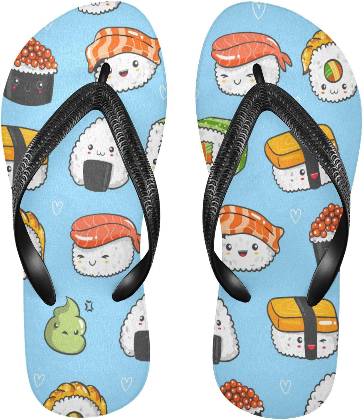 

Женские шлепанцы сандалии для пляжа летом Kawaii Sushi синие повседневные вьетнамки удобные шлепанцы для душа нескользящие водные сандалии обувь XXL Eionryn