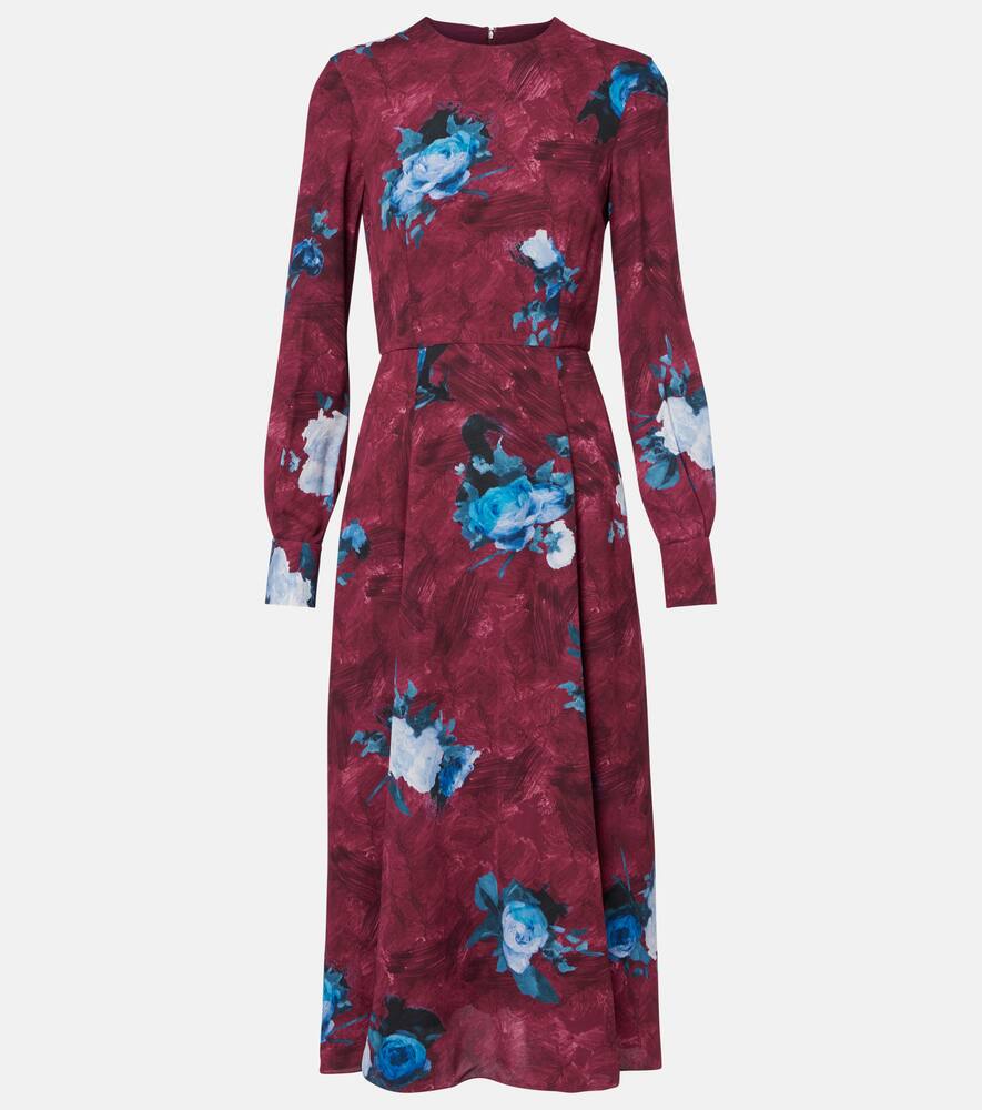 

Цветочное креповое платье миди Erdem, Abstract Rose Mulberry Red