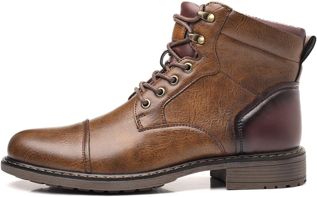 

Мужские ботинки Hhhchpm, повседневные ботинки, байкерские, военные, короткие классические ботинки для мужчин, темно-коричневый