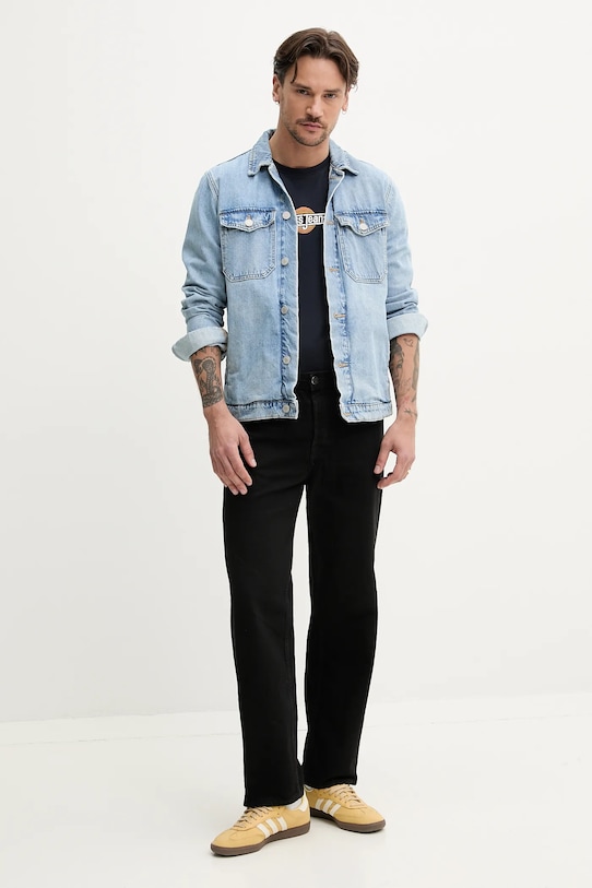 

Хлопковая футболка Guess Jeans, темно-синий