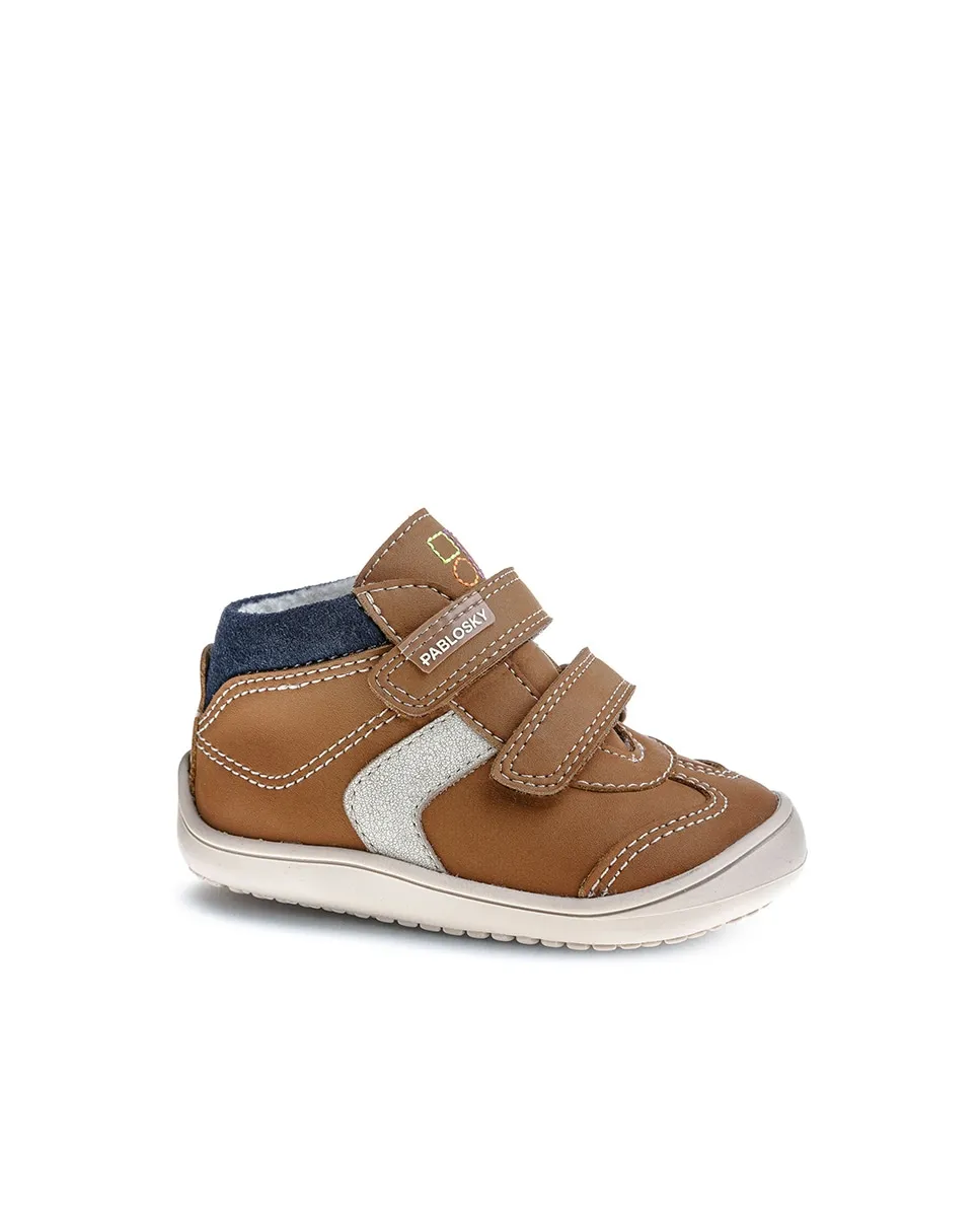 

Детские кожаные ботинки Barefoot с липучкой Pablosky, коричневый