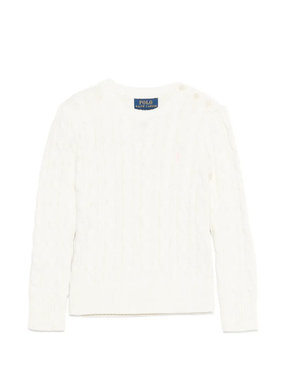 Свитер крупной вязки с пуговицами на плечах Polo Ralph Lauren Kids, белый