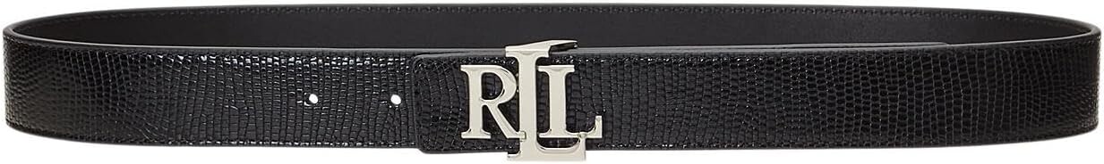 Ремень LAUREN Ralph Lauren Logo Reversible Lizard-Embossed Belt, цвет Black/Black