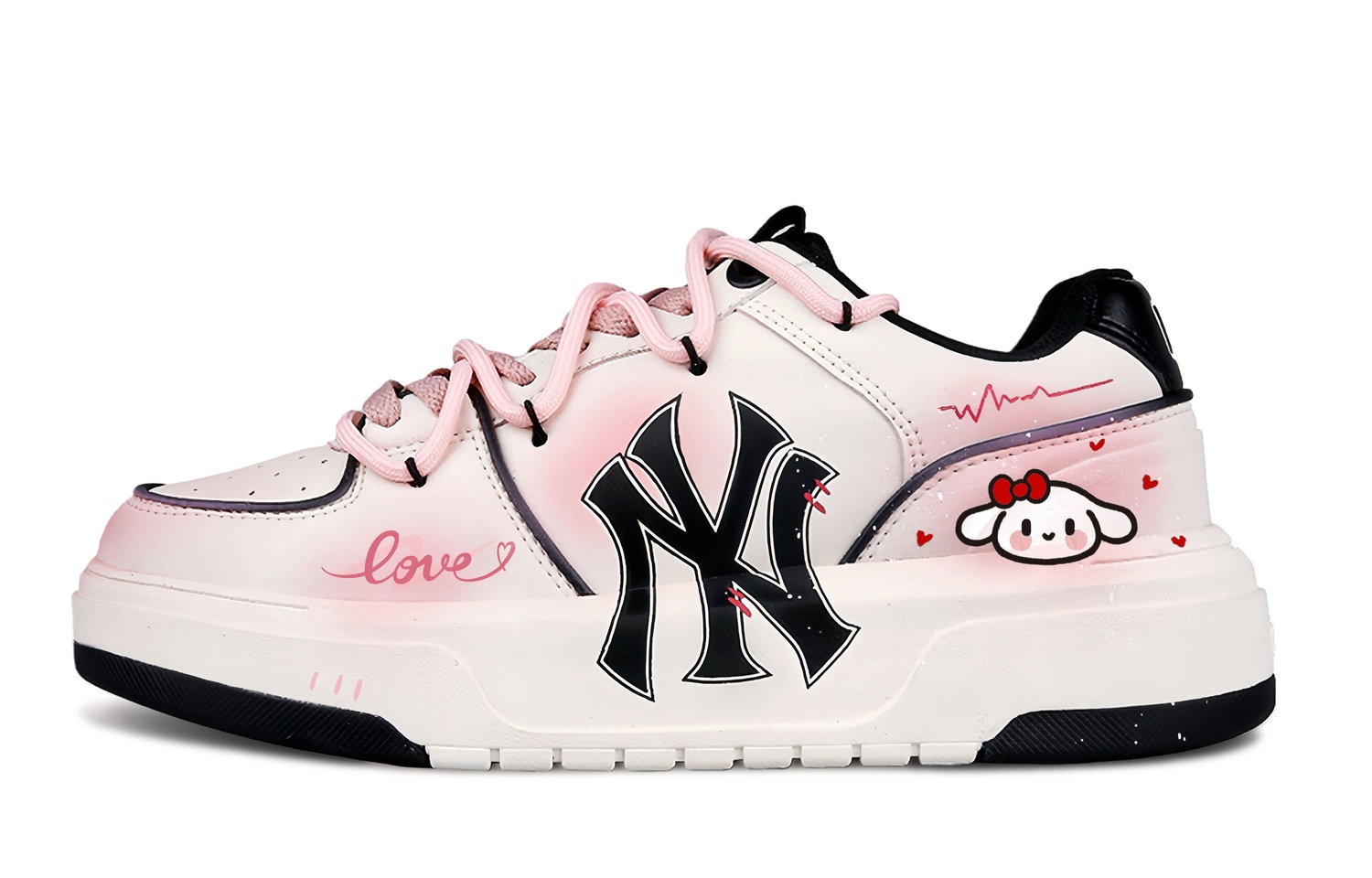 

MLB Массивные низкие кеды для скейтбординга, кремовый цвет, розовый и белый, унисекс