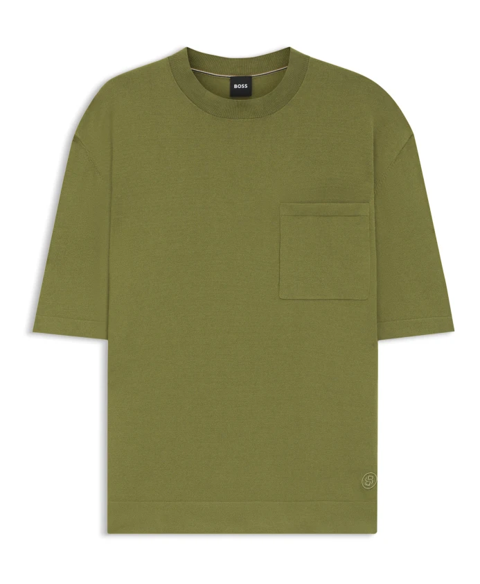 

Летняя футболка с монограммой и шелковой отделкой Boss Black, зеленый