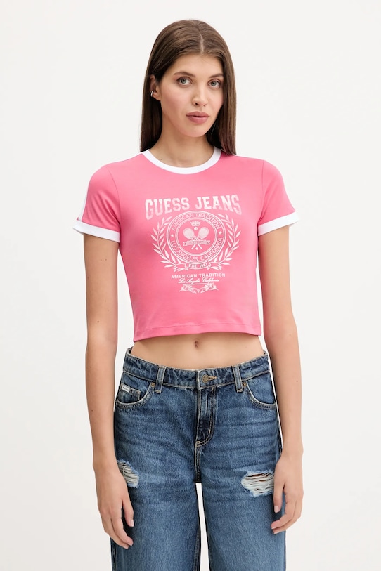 

Футболка Guess Jeans, розовый