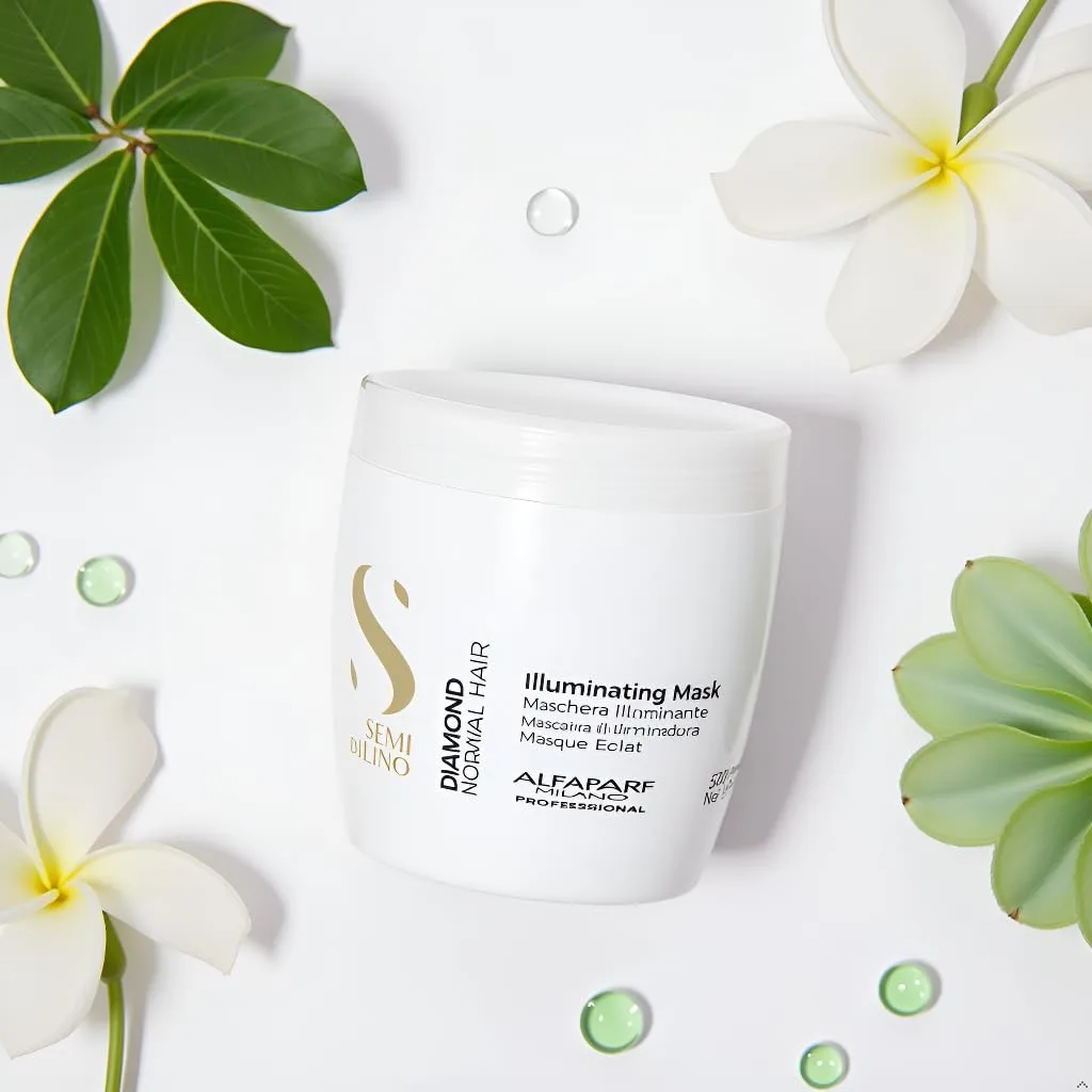 Alfaparf Milano Semi Di Lino Diamond Illuminating Hair Mask - глубокий кондиционер для окрашенных волос, придает блеск и объем, без сульфатов, парабенов и парафина 493.29 г (1 шт.) — фото 4