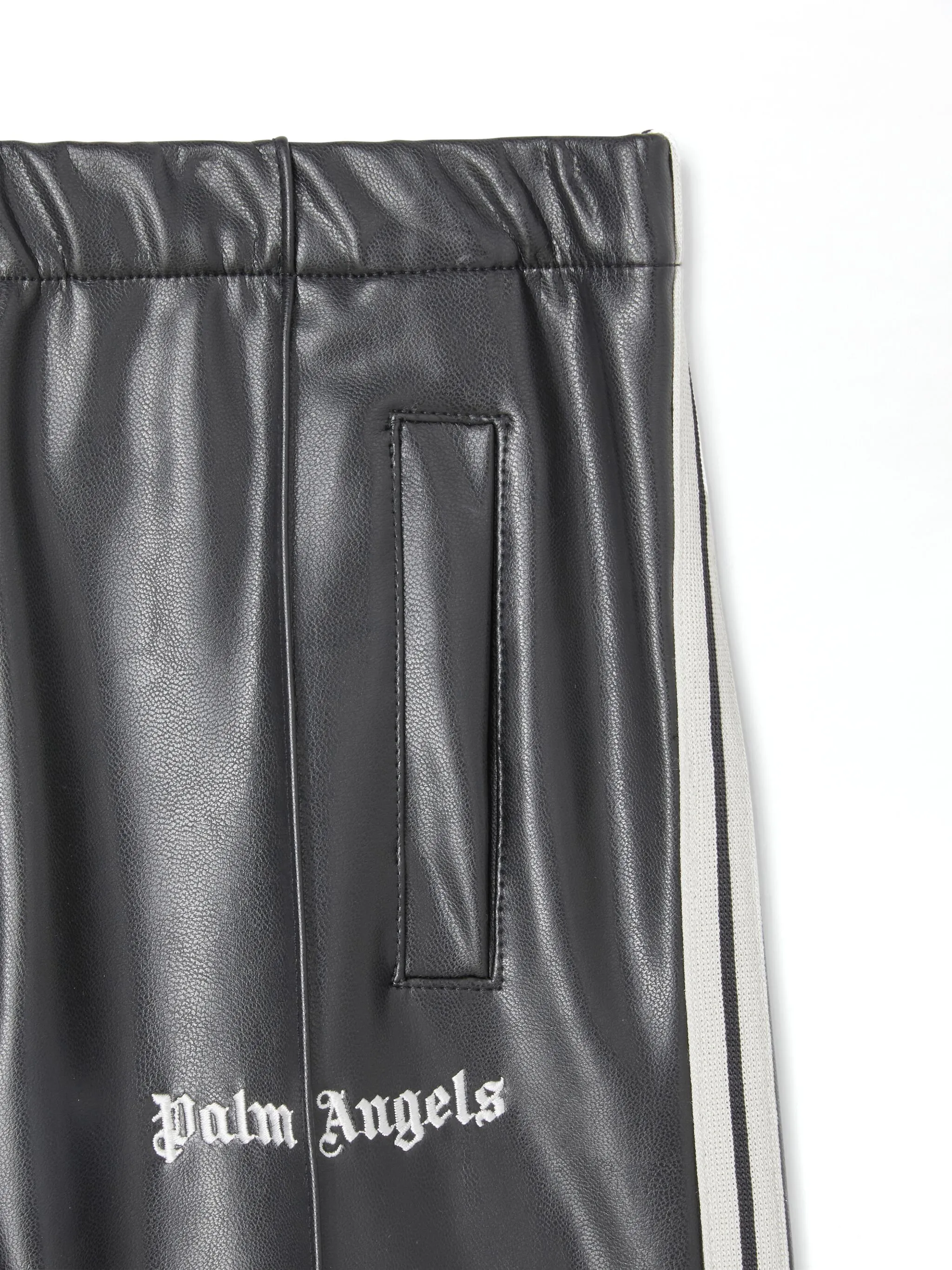Спортивные брюки из искусственной кожи Palm Angels Kids, черный — фото 3