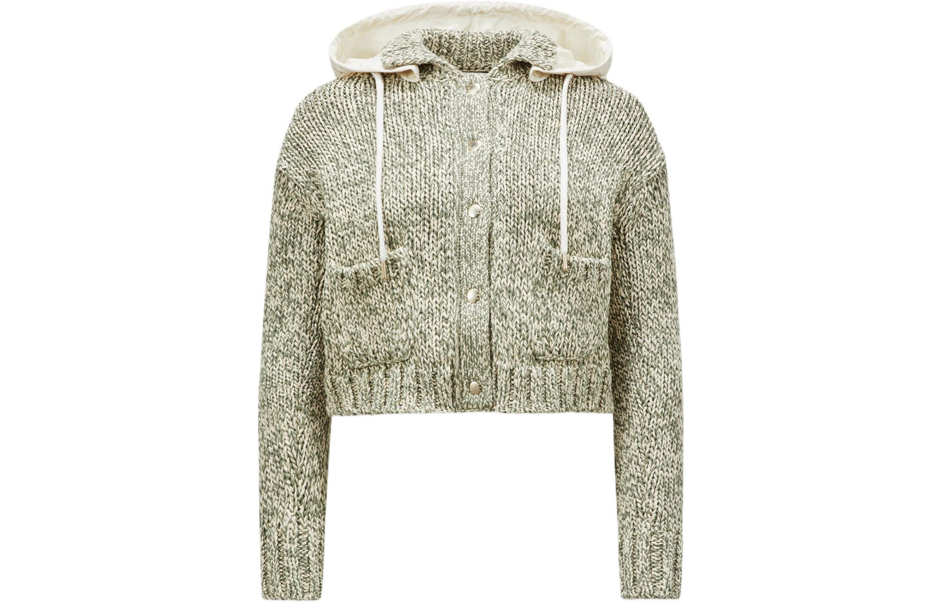 

Укороченный кардиган с капюшоном Moncler, белый/зеленый
