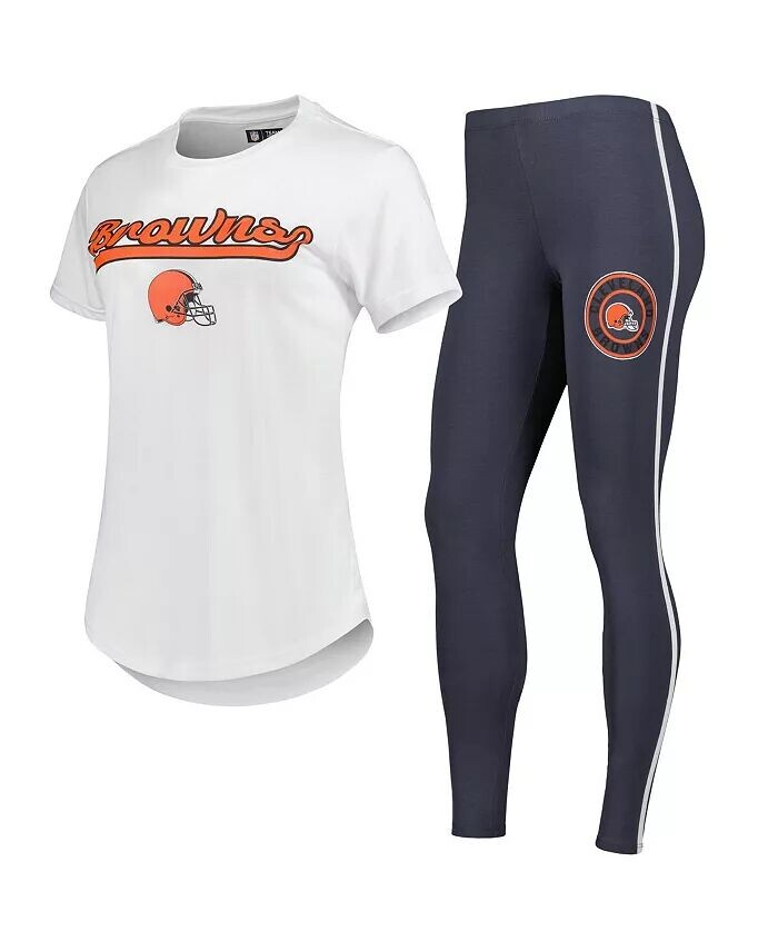 

Женский комплект для сна из футболки и леггинсов Cleveland Browns Sonata белого, темно-серого цвета Concepts Sport, белый