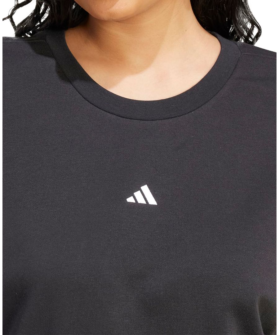 Толстовка из флиса больших размеров с маленьким логотипом Adidas, Black — фото 3