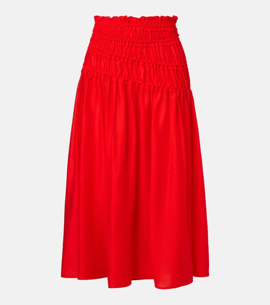 

Юбка миди со сборками Tory Burch, Deep Poppy