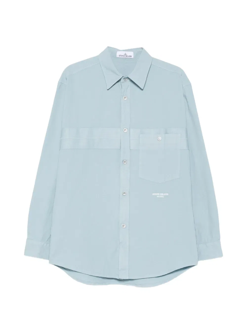 Рубашка с вышитым логотипом Stone Island, синий
