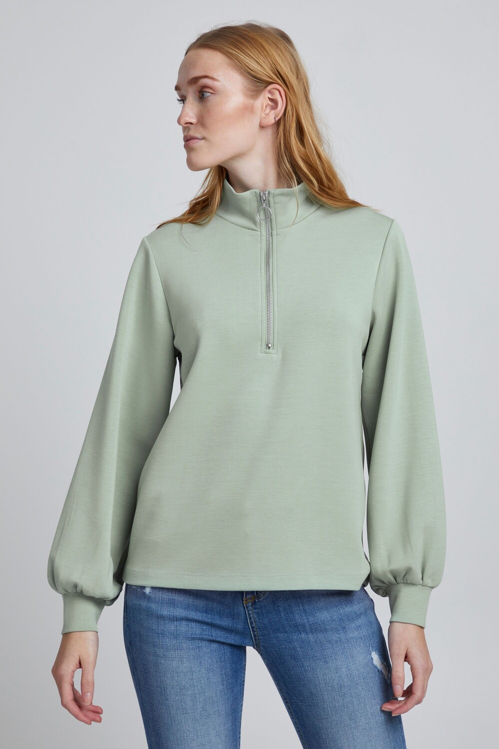 

Толстовка b.young Sweater BYPUSTI HALFZIP 20811037, зеленый
