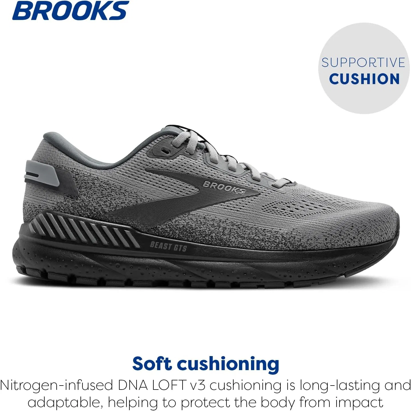 Мужские кроссовки Brooks Beast GTS 24, Primer Grey Ebony — фото 2