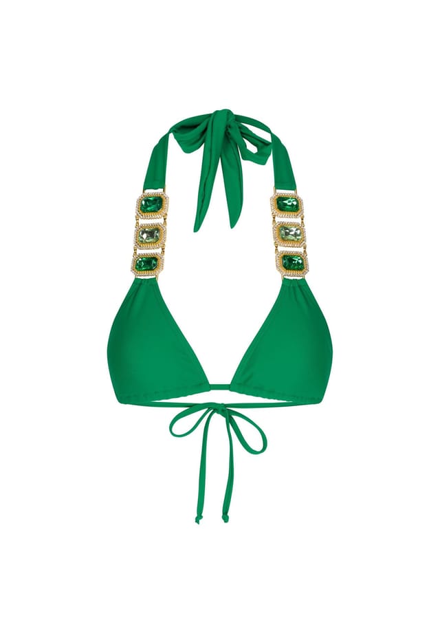 

Верх бикини Boujee с отделкой из сверкающих камней Moda Minx, цвет emerald