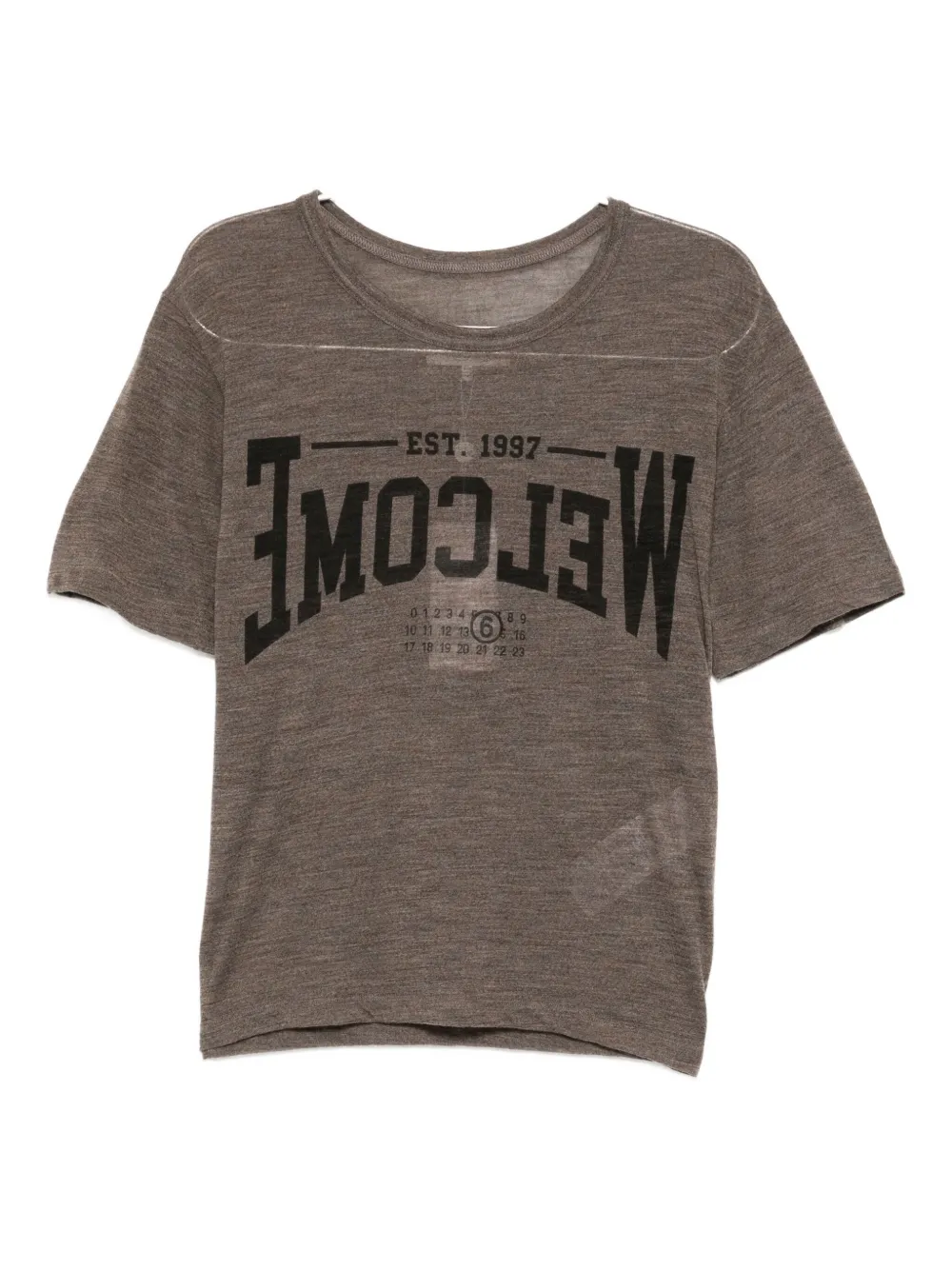 

Шерстяная футболка MM6 Maison Margiela, коричневый