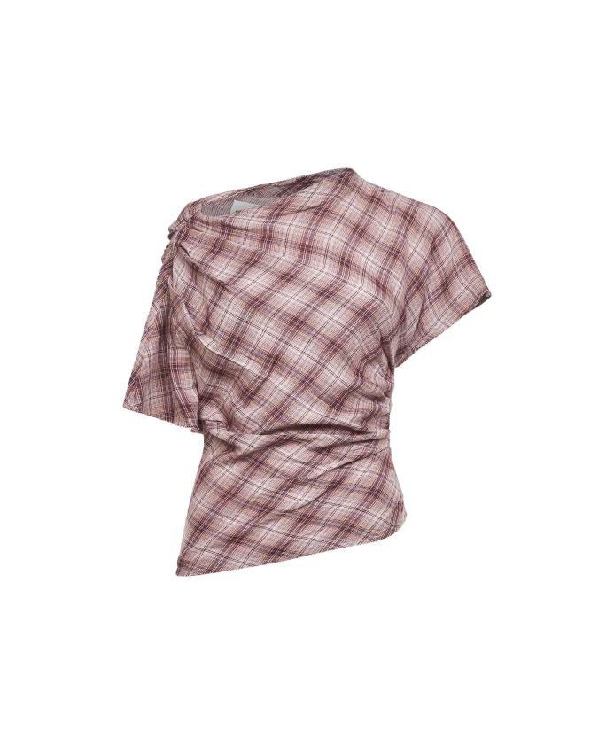 

Асимметричный хлопковый топ со складками. Marant Ãtoile, розовый