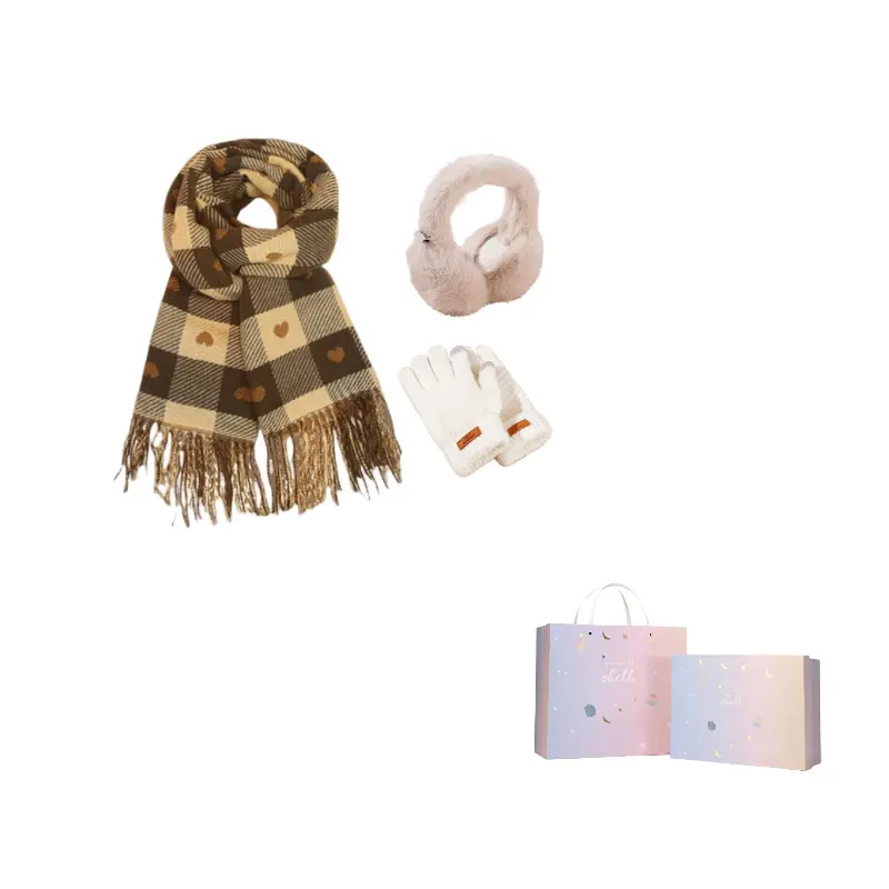 

Шарф из полиэстера вязаный для женщин WARRIOR, thermal three-piece set[scarf+earmuff+glove]