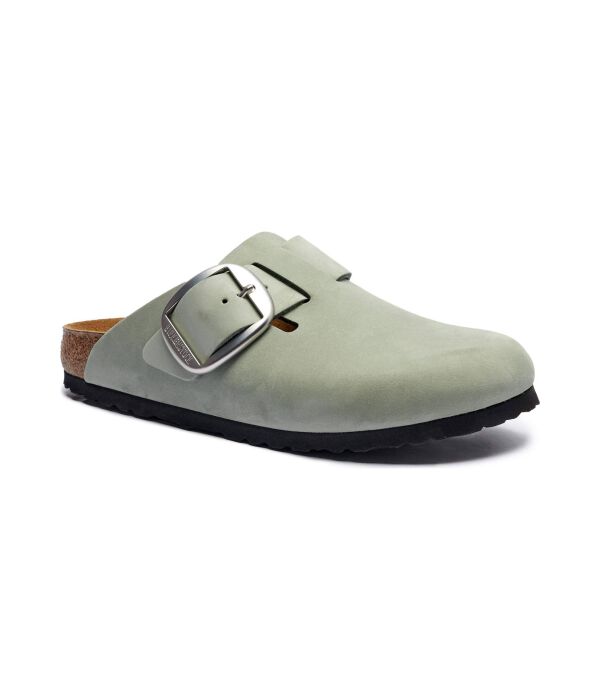 Кожаные мюли туфли Бостон большая пряжка Birkenstock, голубой