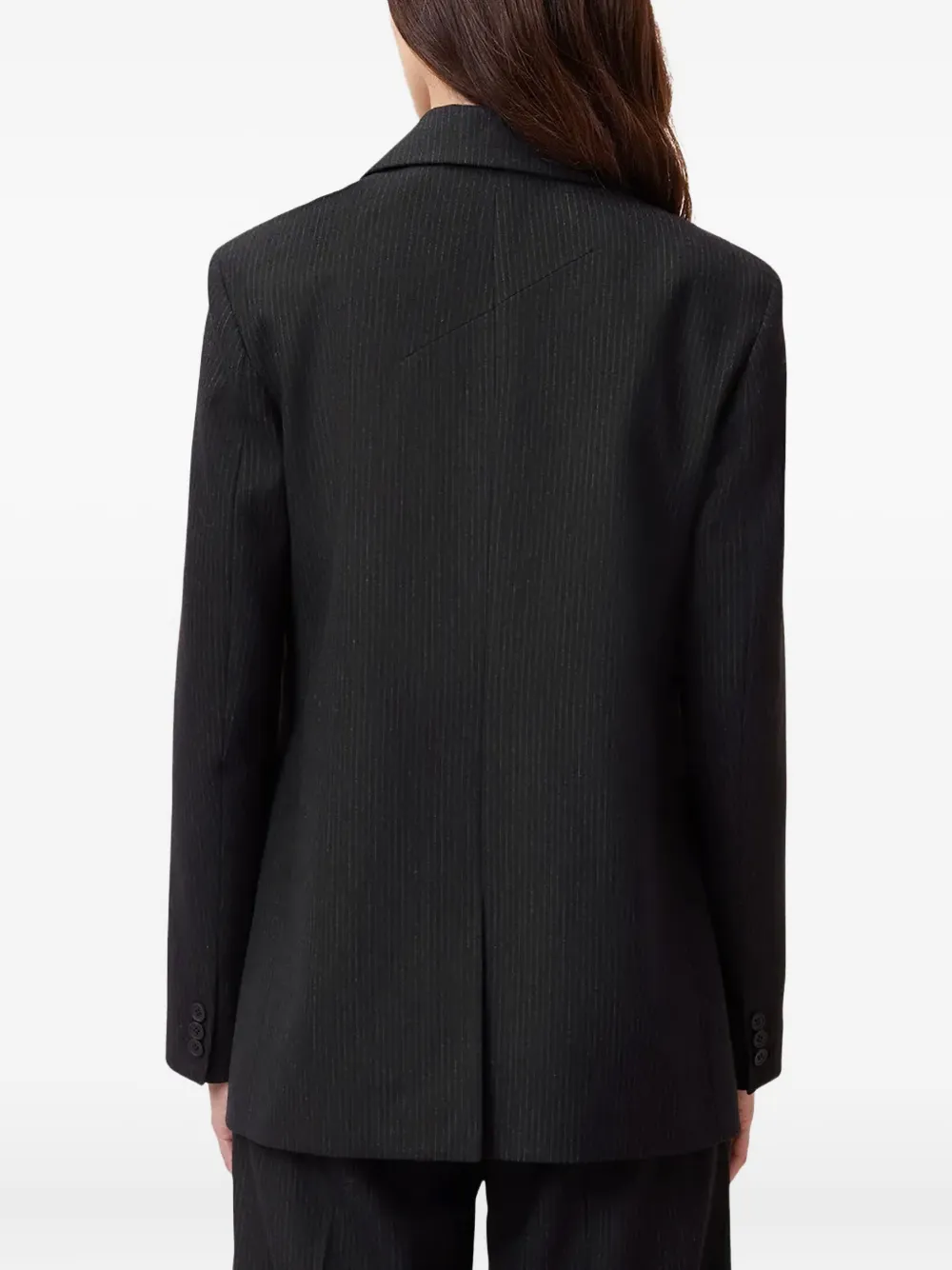 Однобортный пиджак Pinnie в тонкую полоску AllSaints, черный — фото 4