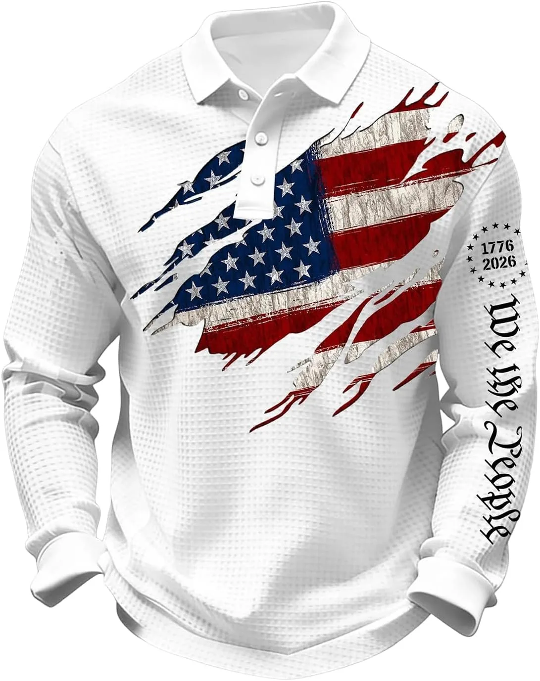 Мужская футболка Polo 250th Anniversary USA, 100% хлопок вафельной ткани, 1776-2026 патриотичный флаг и крест, повседневный топ Generic, белый