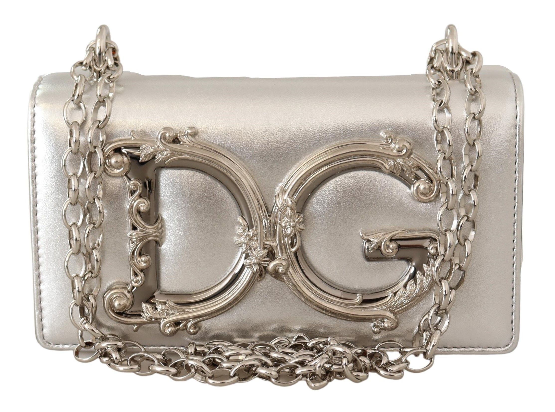 

Элегантный серебряный кожаный кошелек для телефона Dolce & Gabbana