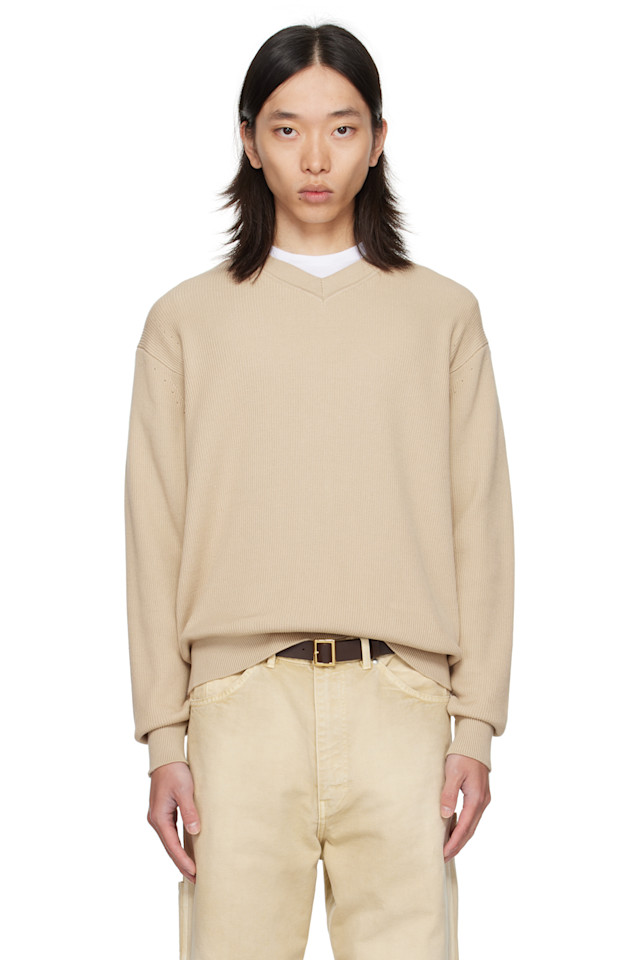 

Vowels Бежевый свитер с V-образным вырезом