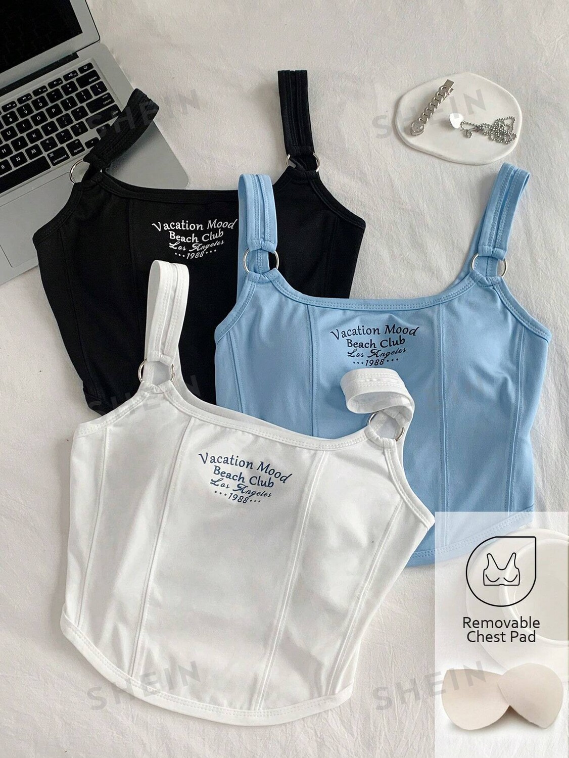 

EZwear Топ с открытой юбкой Сексуальный принт с буквами больших размеров - упаковка из нескольких штук Shein, мультиколор