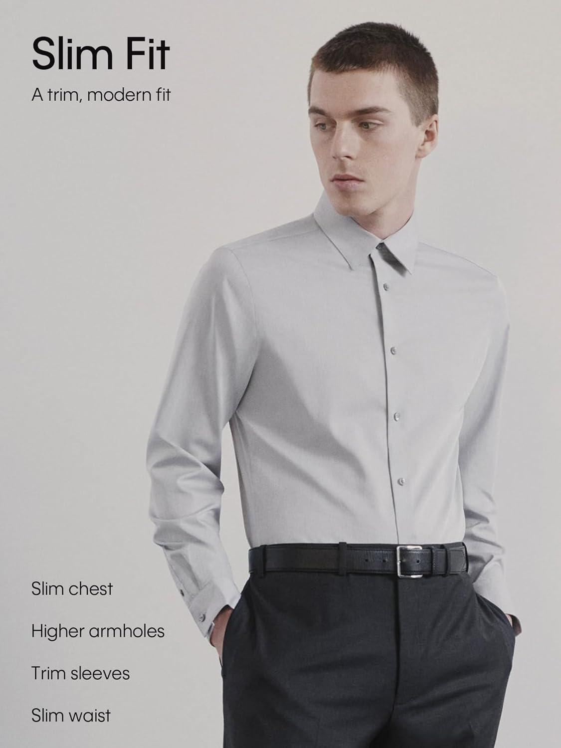Мужская рубашка Calvin Klein Slim Fit из тонкого хлопкового эластичного материала, Navy Multi — фото 4