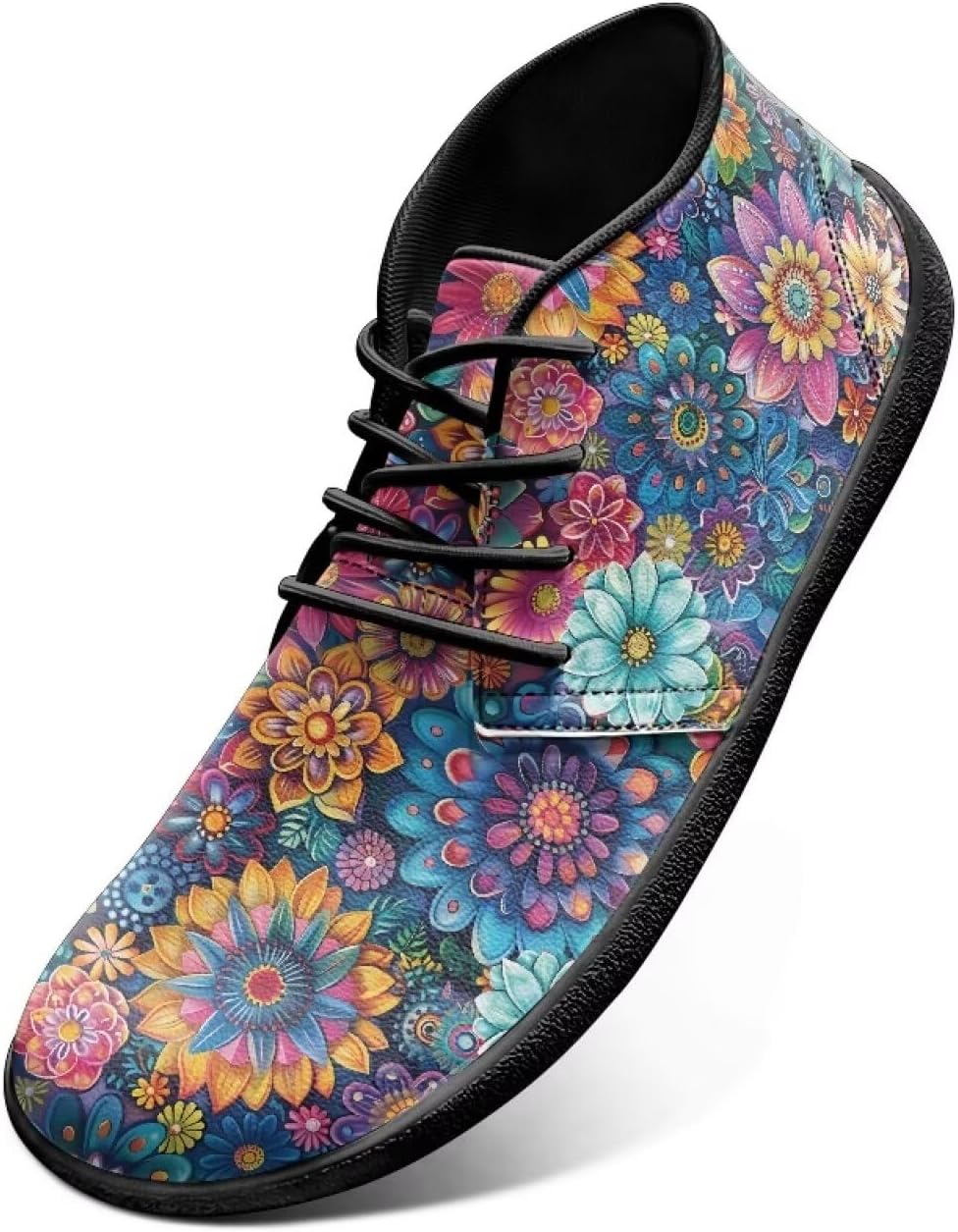 

Кроссовки для женщин и мужчин, водонепроницаемые кожаные туфли с широкой носочной частью для женщин Yreiwoby, Colorful Boho Floral