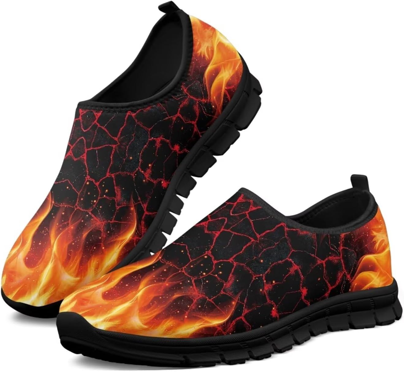 

Мужские кроссовки Hresuewn, мягкие и комфортные, спортивная обувь, дышащие, для ходьбы, тенниса и бега, модный принт, Fire Pattern